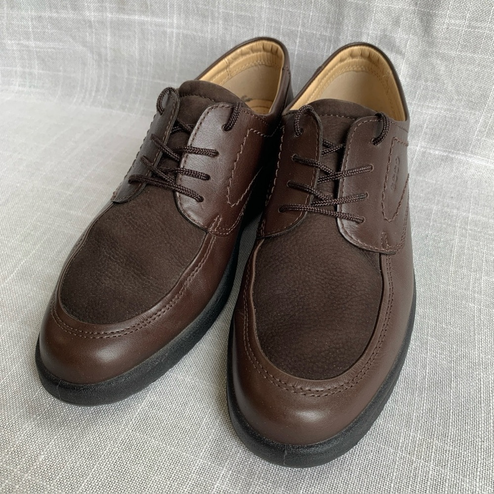 Ecco Women’s Shoes Lace Up Brown Leather Sneakers Size 9 / 9.5 EU 40 Shock Point